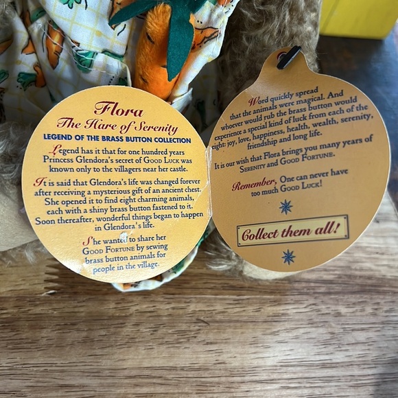 Brass Button Collectables Flora NWT Vintage Bunny Plush with jointed legs & arms - Picture 11 of 17